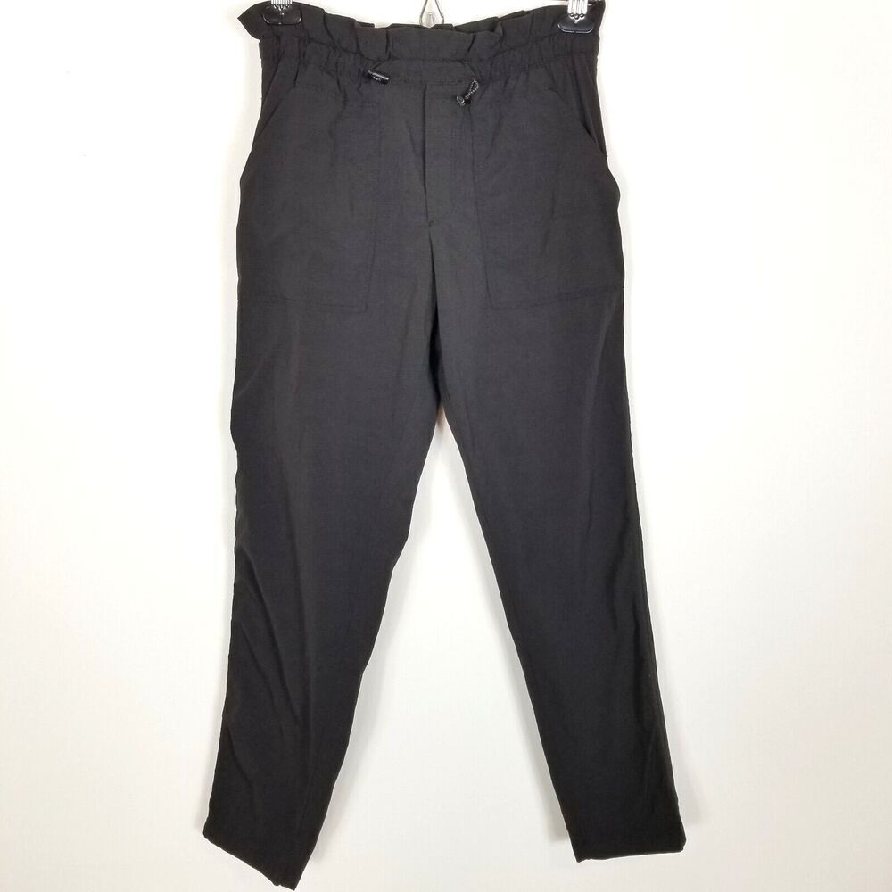 Athleta Women Trekkie Paper Bag Pants Size 4 Black Ankle Athletic Casual